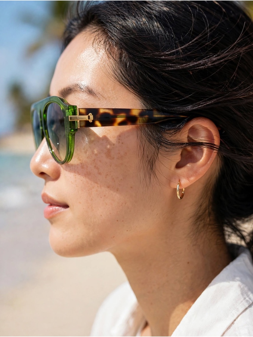 Green and tortoise Aviator Sunglasses - Unbranded